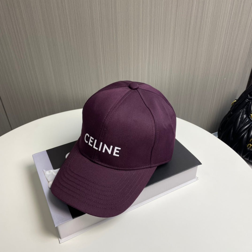 Celine Letter Wine Purple Cotton Cap