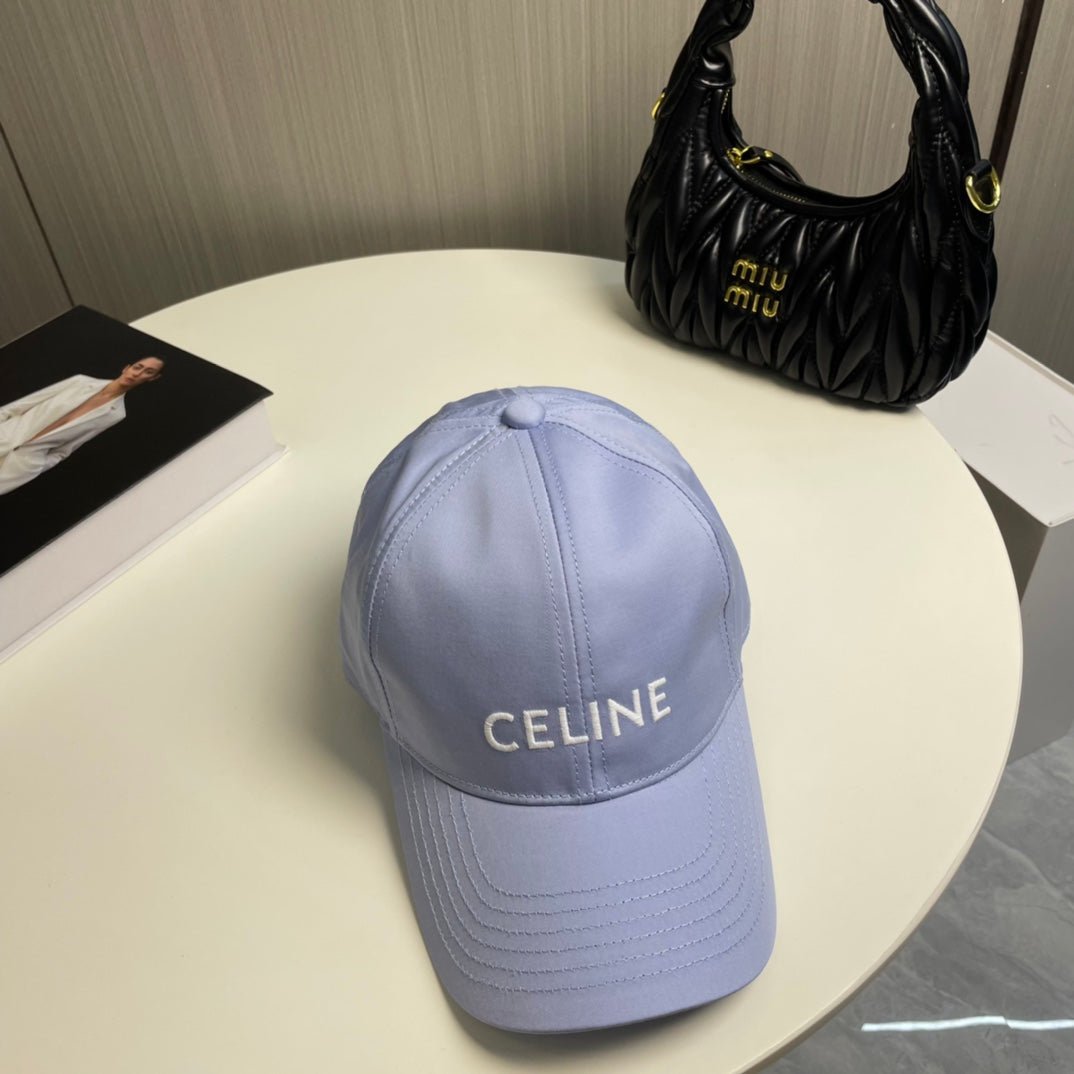 Celine Light Purple Cotton Letter Baseball Cap - Image 5