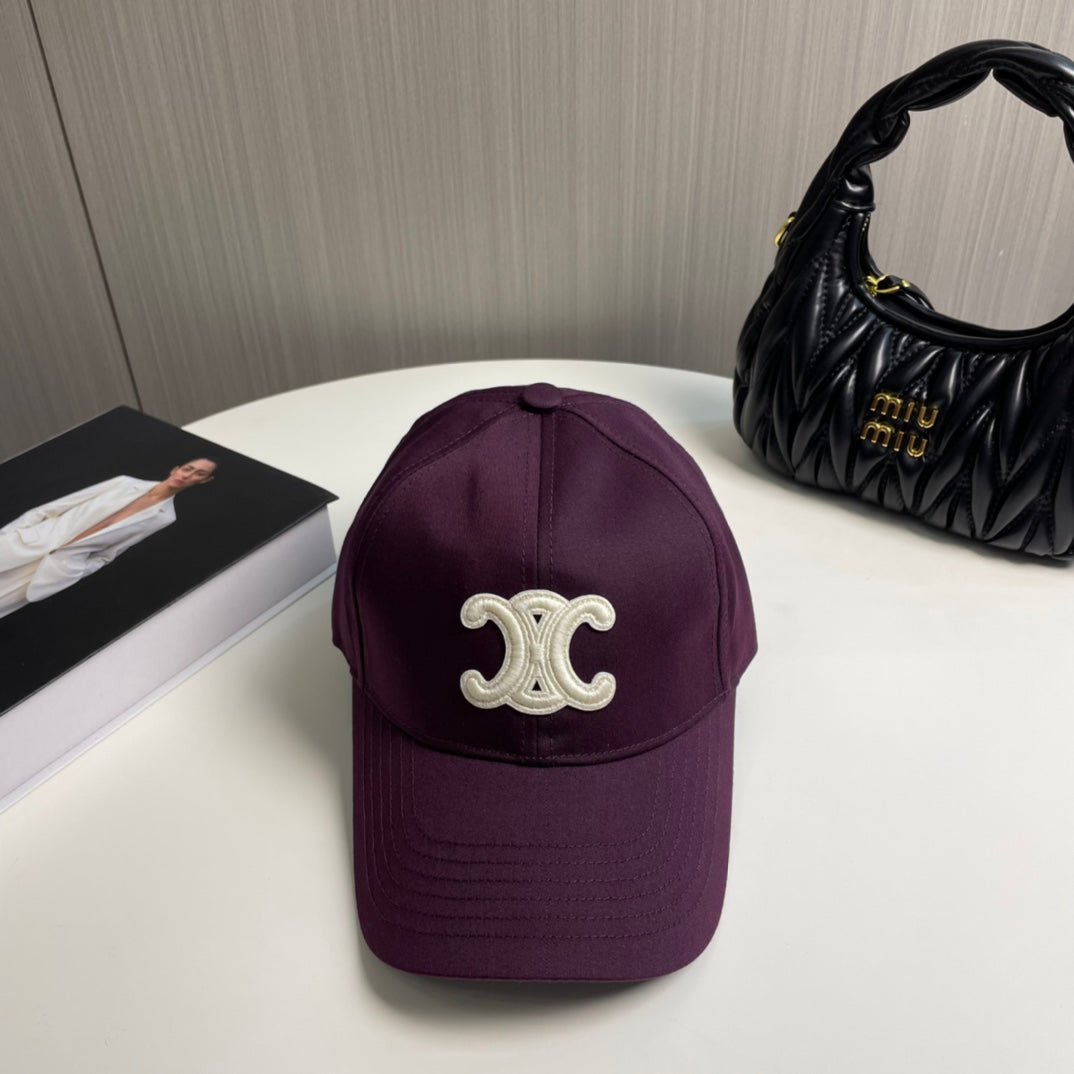 Alternative view of Celine Triomphe Wine Purple Cotton Cap