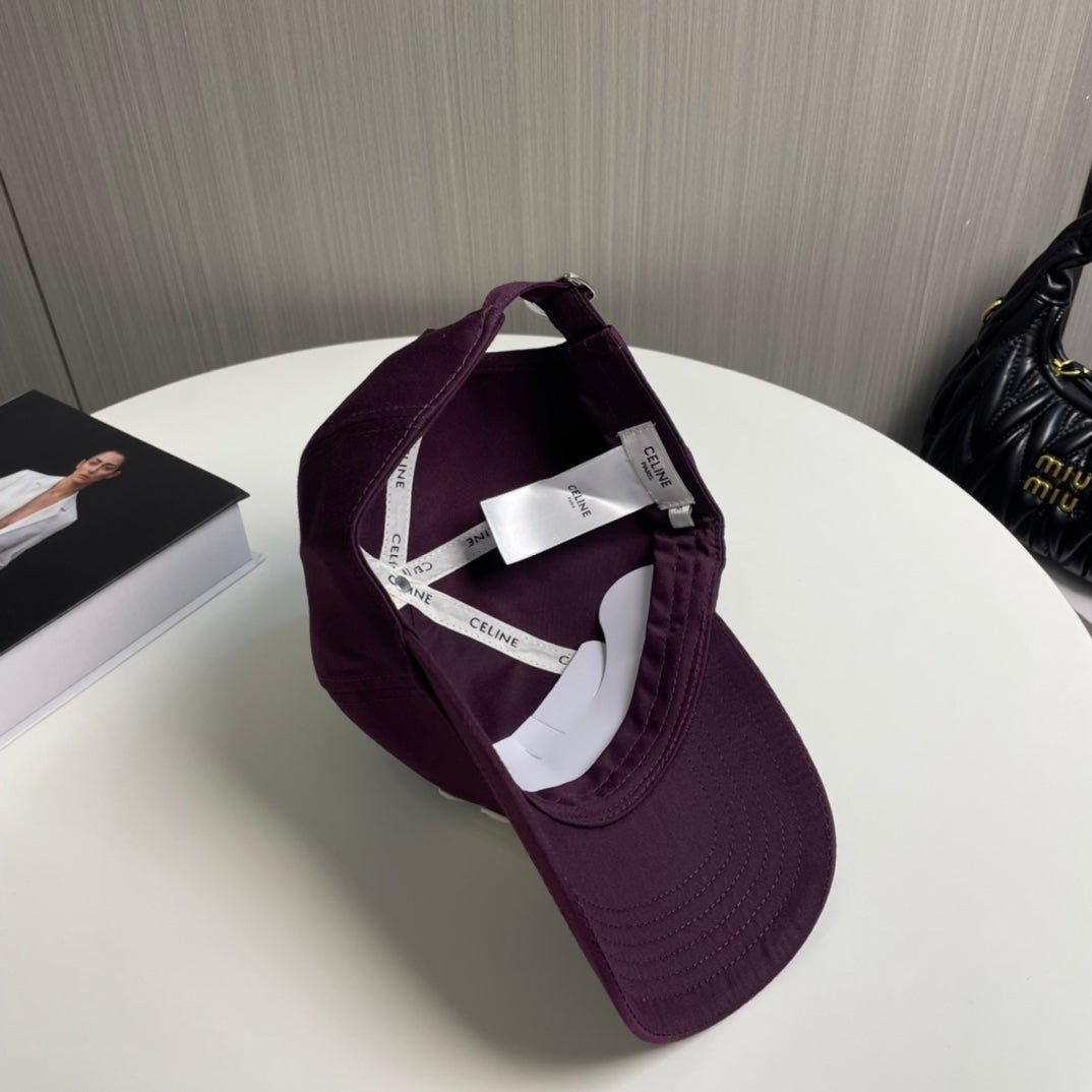 Celine Triomphe Wine Purple Cotton Cap - Image 6