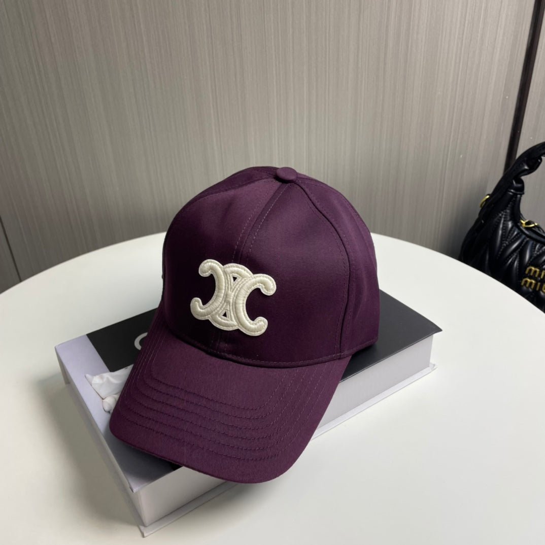 Celine Triomphe Wine Purple Cotton Cap