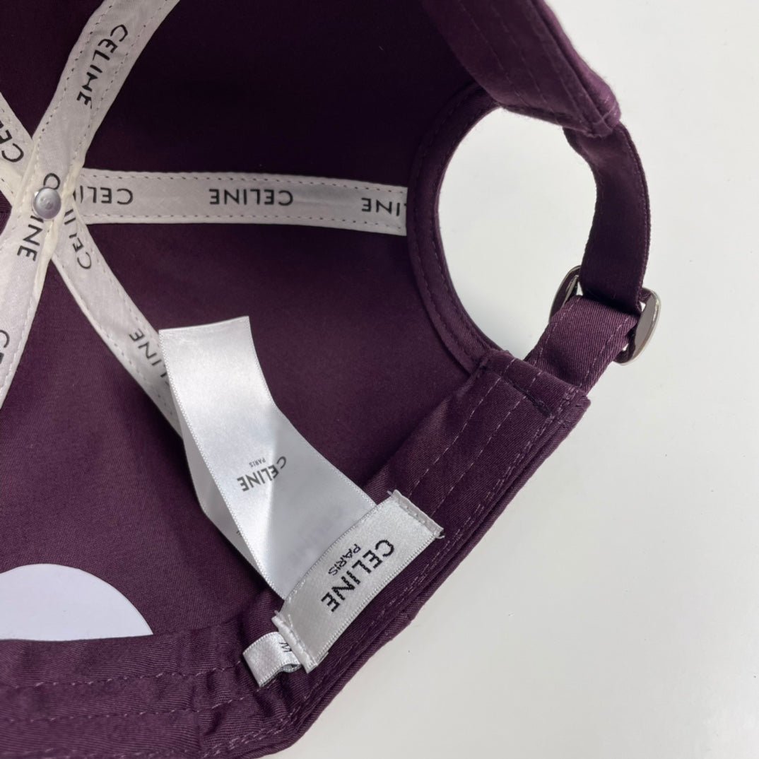 Celine Triomphe Wine Purple Cotton Cap - Image 7