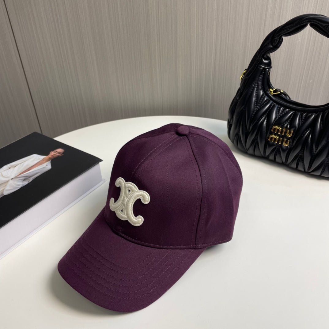 Celine Triomphe Wine Purple Cotton Cap - Image 3