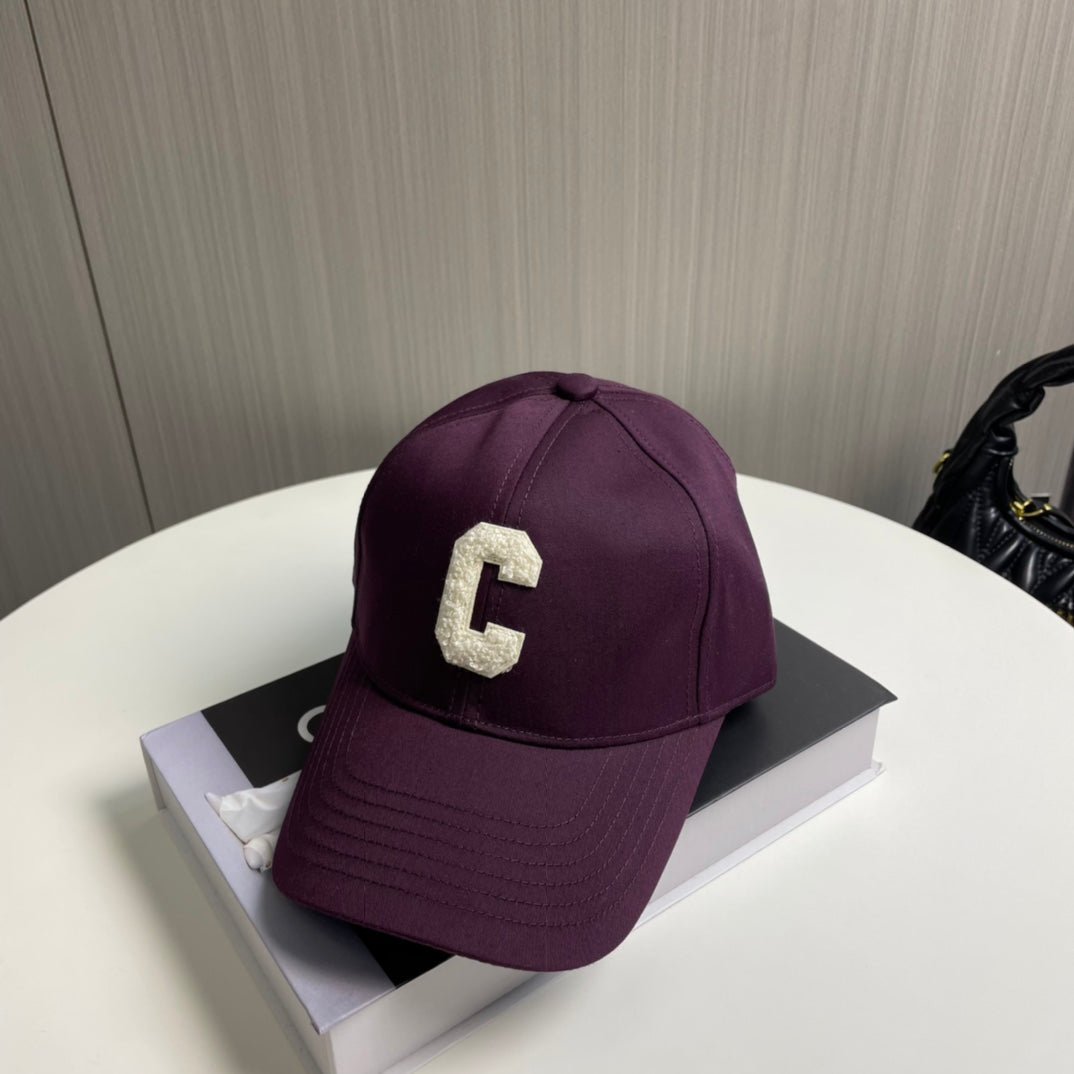 Celine C Logo Wine Purple Cotton Cap