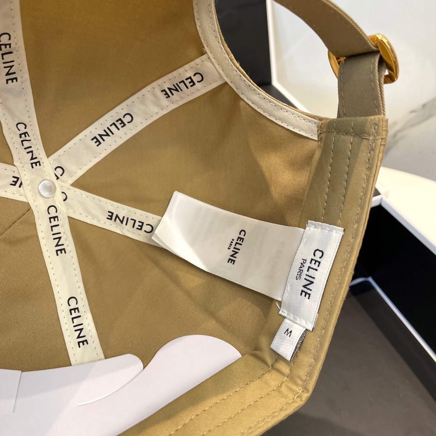 Celine C Logo Olive White Two-Tone Cap - Image 7