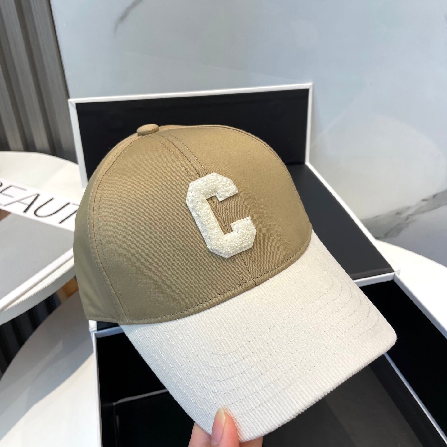 Celine C Logo Olive White Two-Tone Cap - Image 3
