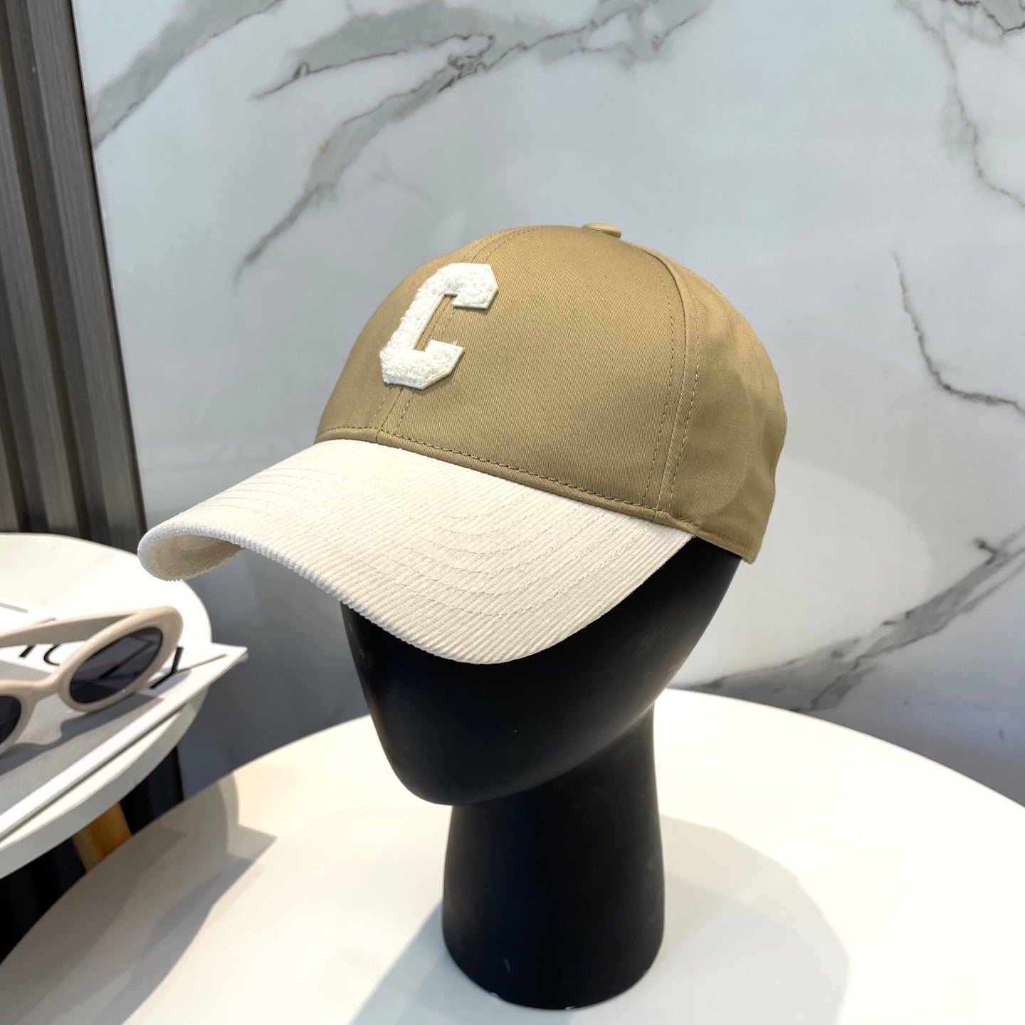 Celine C Logo Olive White Two-Tone Cap