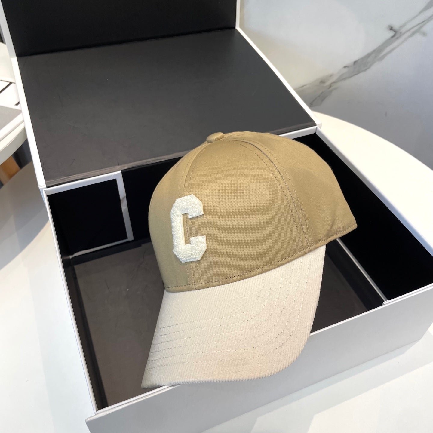 Celine C Logo Olive White Two-Tone Cap - Image 4