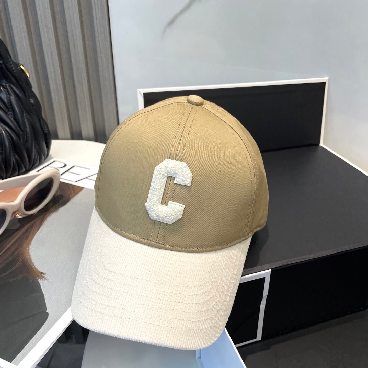 Celine C Logo Olive White Two-Tone Cap - Image 5
