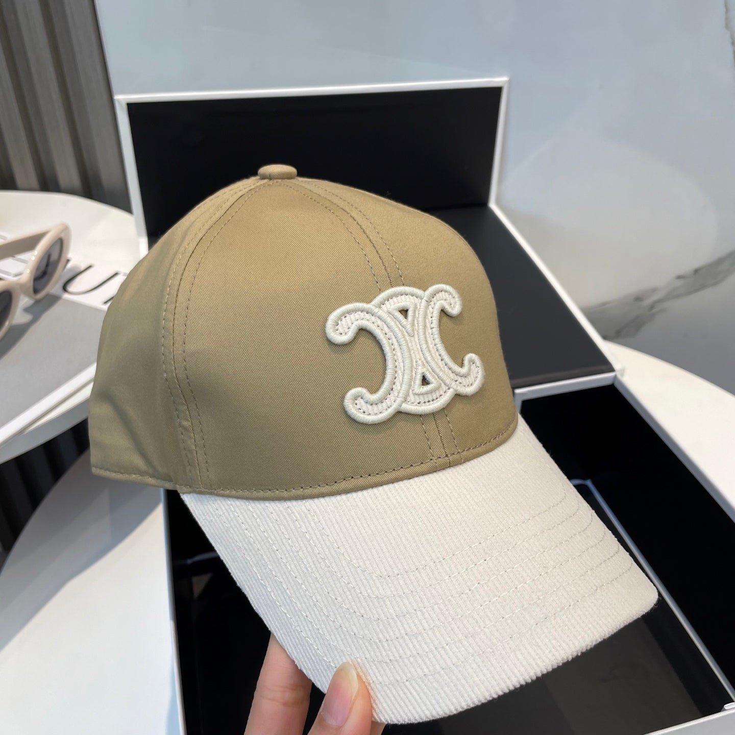 Alternative view of Celine Triomphe Olive White Two-Tone Cap