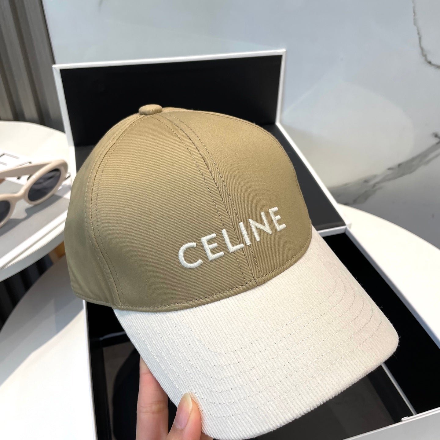 Alternative view of Celine Letter Olive Green White Two-Tone Cap