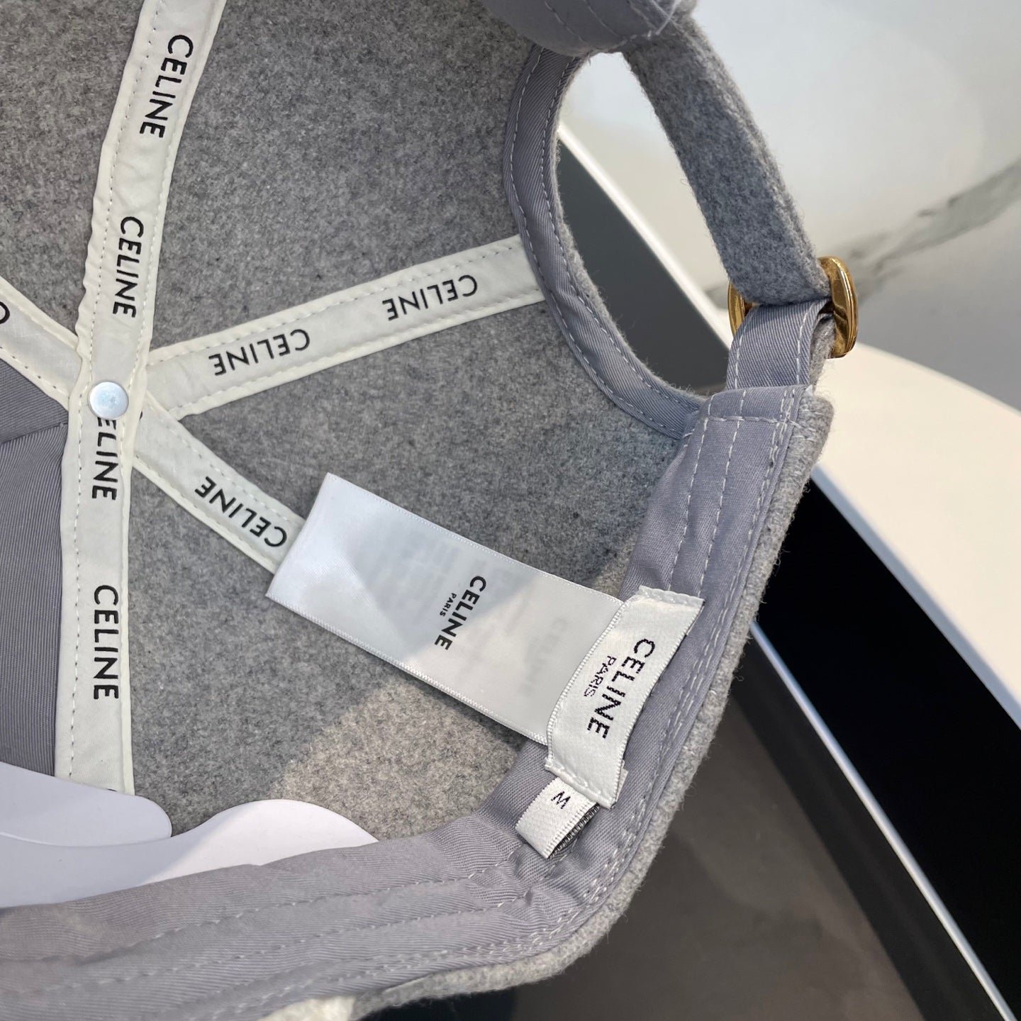 Celine C Logo Grey White Two-Tone Felt Cap - Image 7