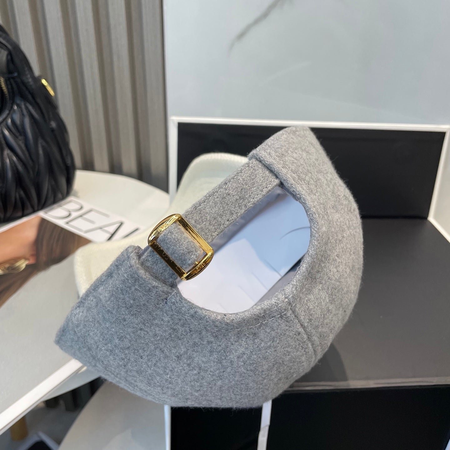 Celine Triomphe Grey White Two-Tone Felt Cap - Image 6