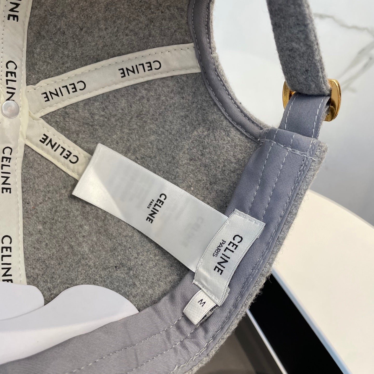 Celine Triomphe Grey White Two-Tone Felt Cap - Image 7