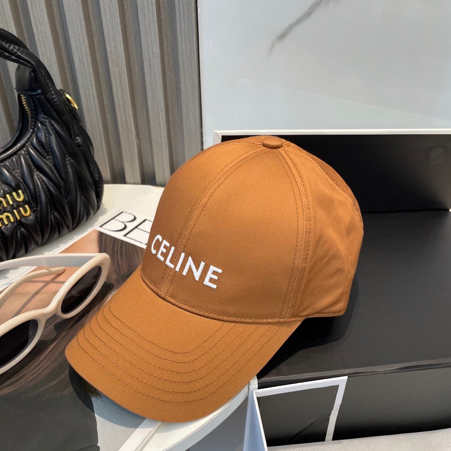 Alternative view of Celine Letter Burnt Orange Cotton Cap