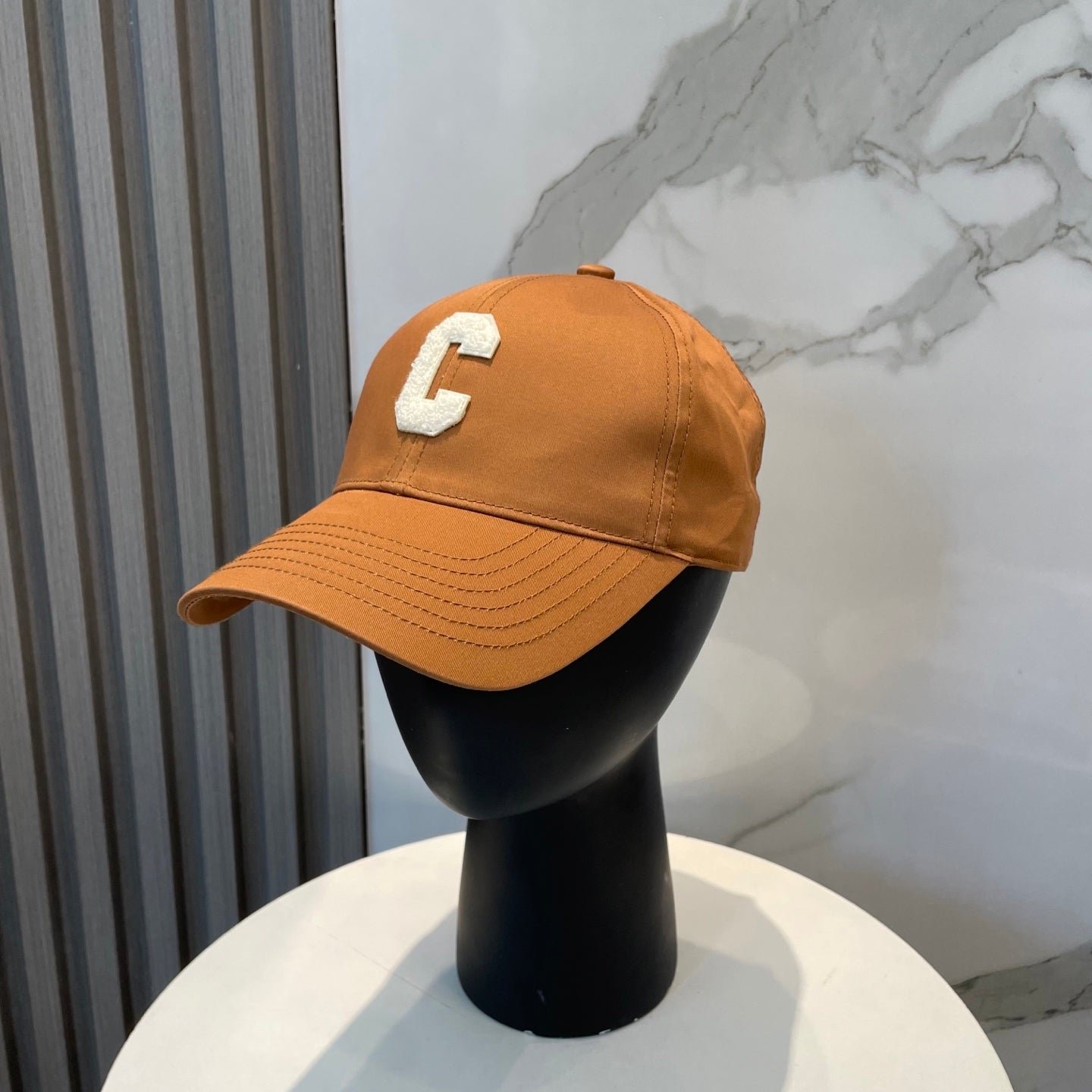 Celine C Logo Burnt Orange Cotton Cap