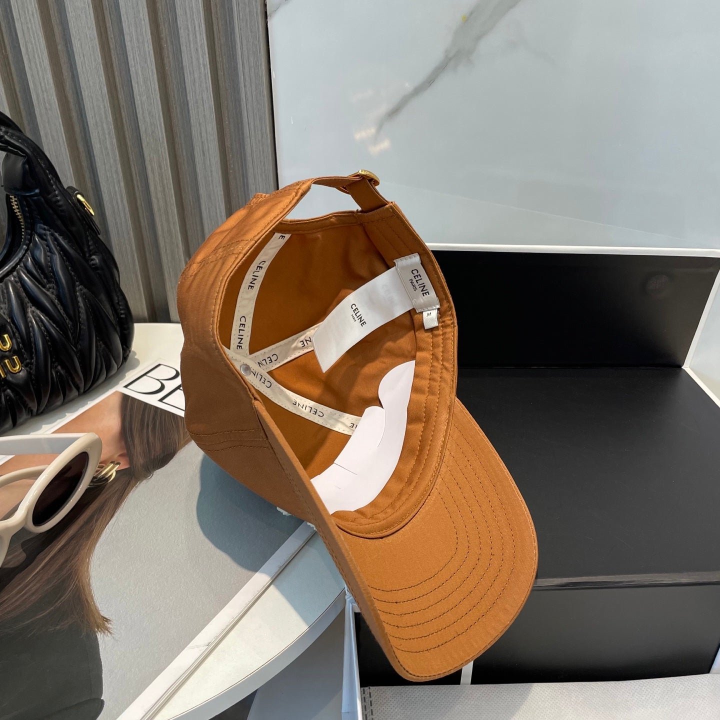 Celine C Logo Burnt Orange Cotton Cap - Image 7
