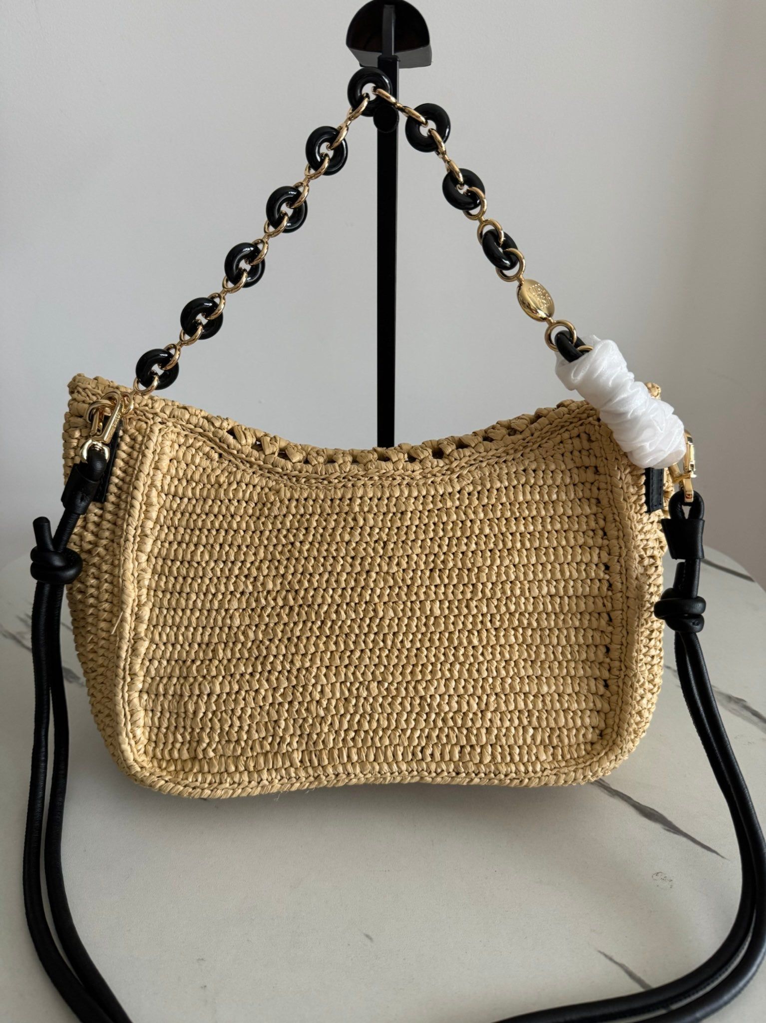 Alternative view of Loewe 2025 Ola 26 Bag Beige Black Raffia Calfskin 274681