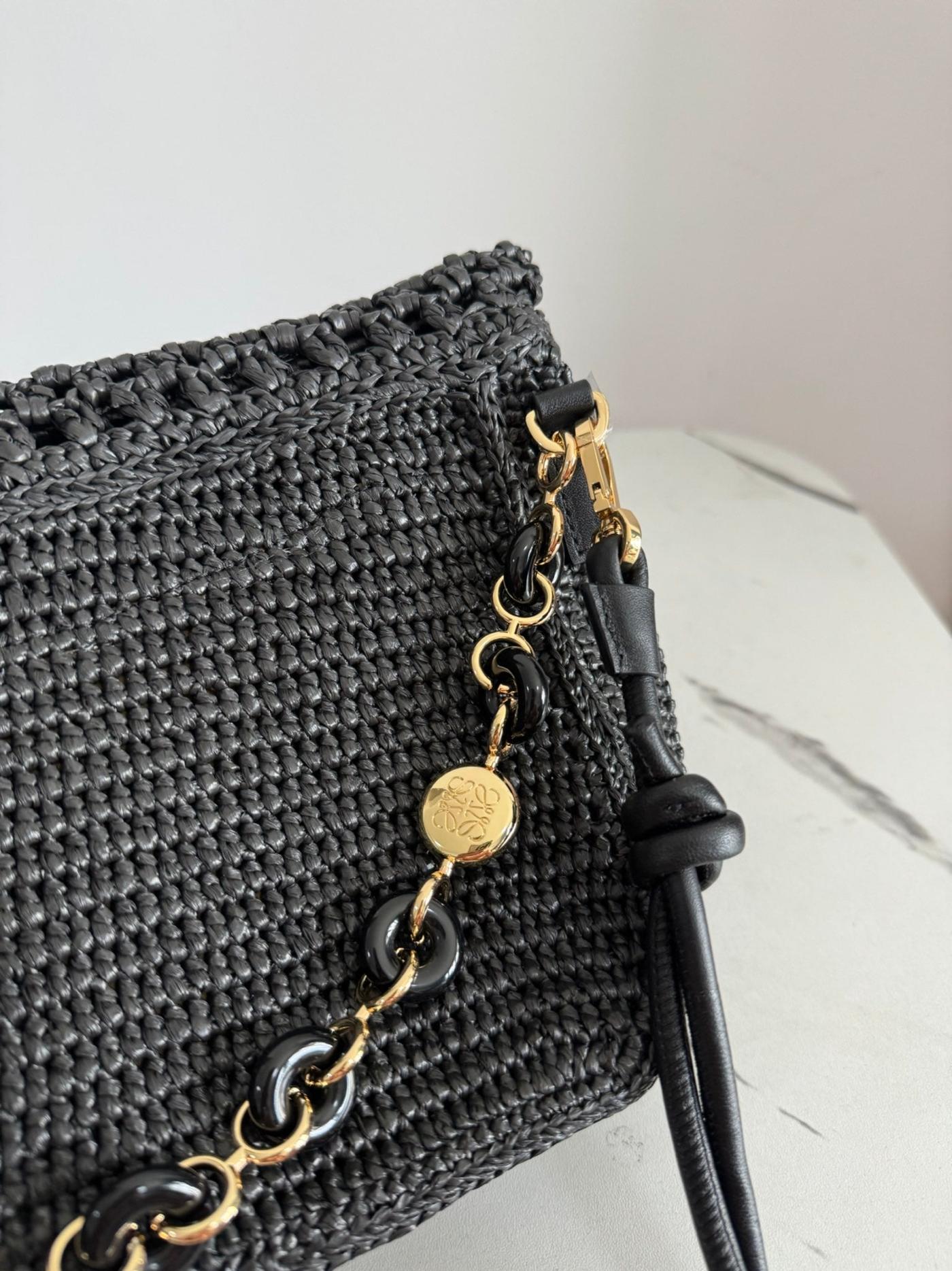 Loewe Medium Ola Bag 26 Black Raffia - Image 5