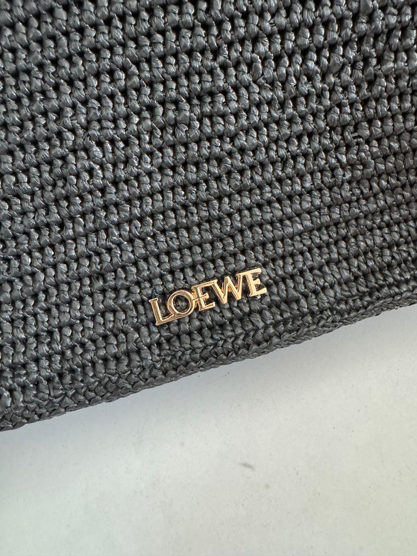 Loewe Medium Ola Bag 26 Black Raffia - Image 6