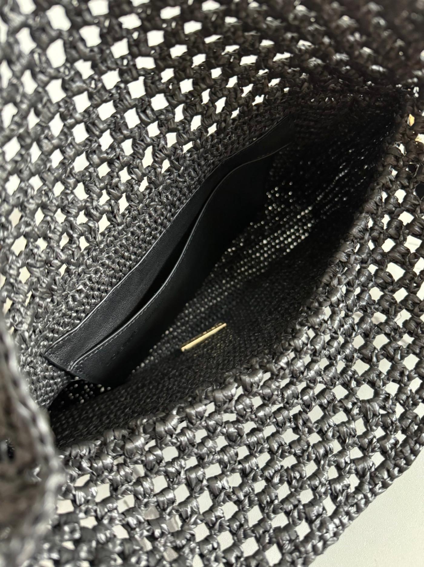 Loewe Medium Ola Bag 26 Black Raffia - Image 7