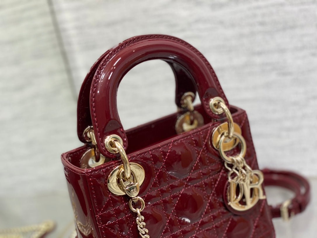 Alternative view of Dior Mini Lady Wine Patent Calfskin Quilted Bag