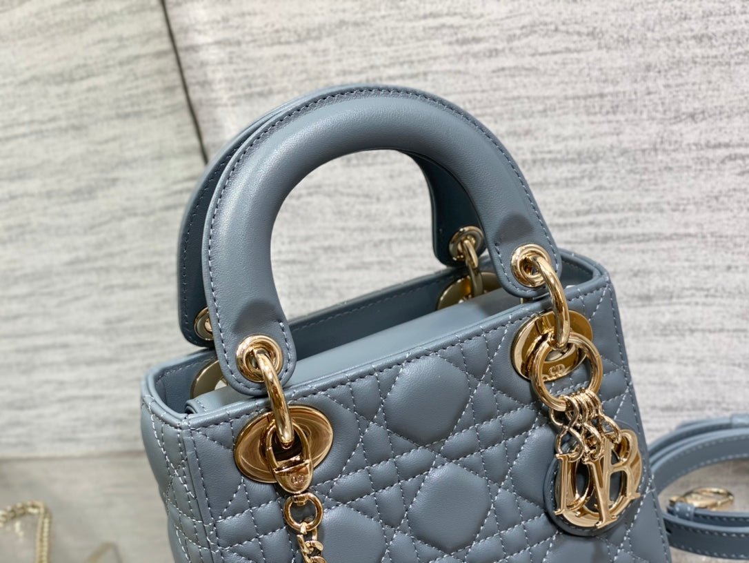 Dior Mini Lady Raf Blue Lambskin Quilted Handbag - Image 5