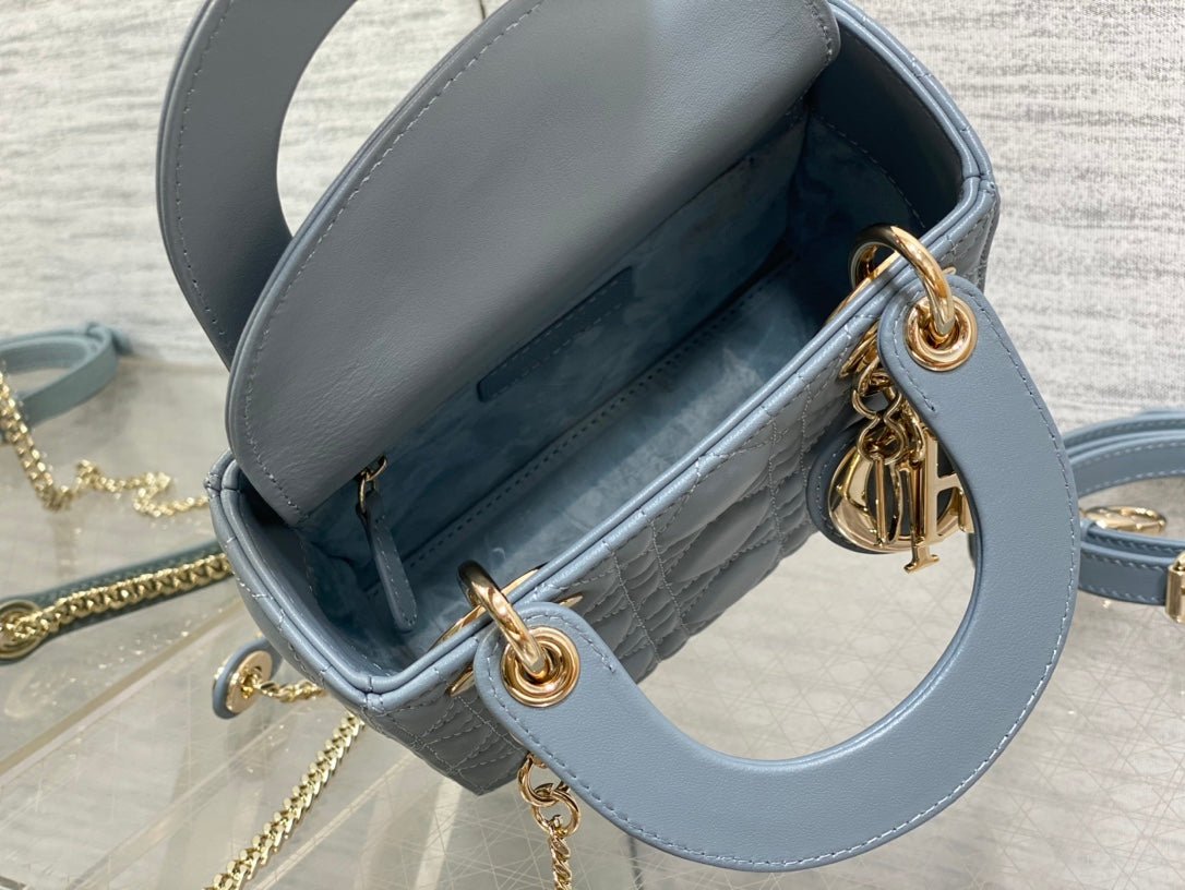 Dior Mini Lady Raf Blue Lambskin Quilted Handbag - Image 7