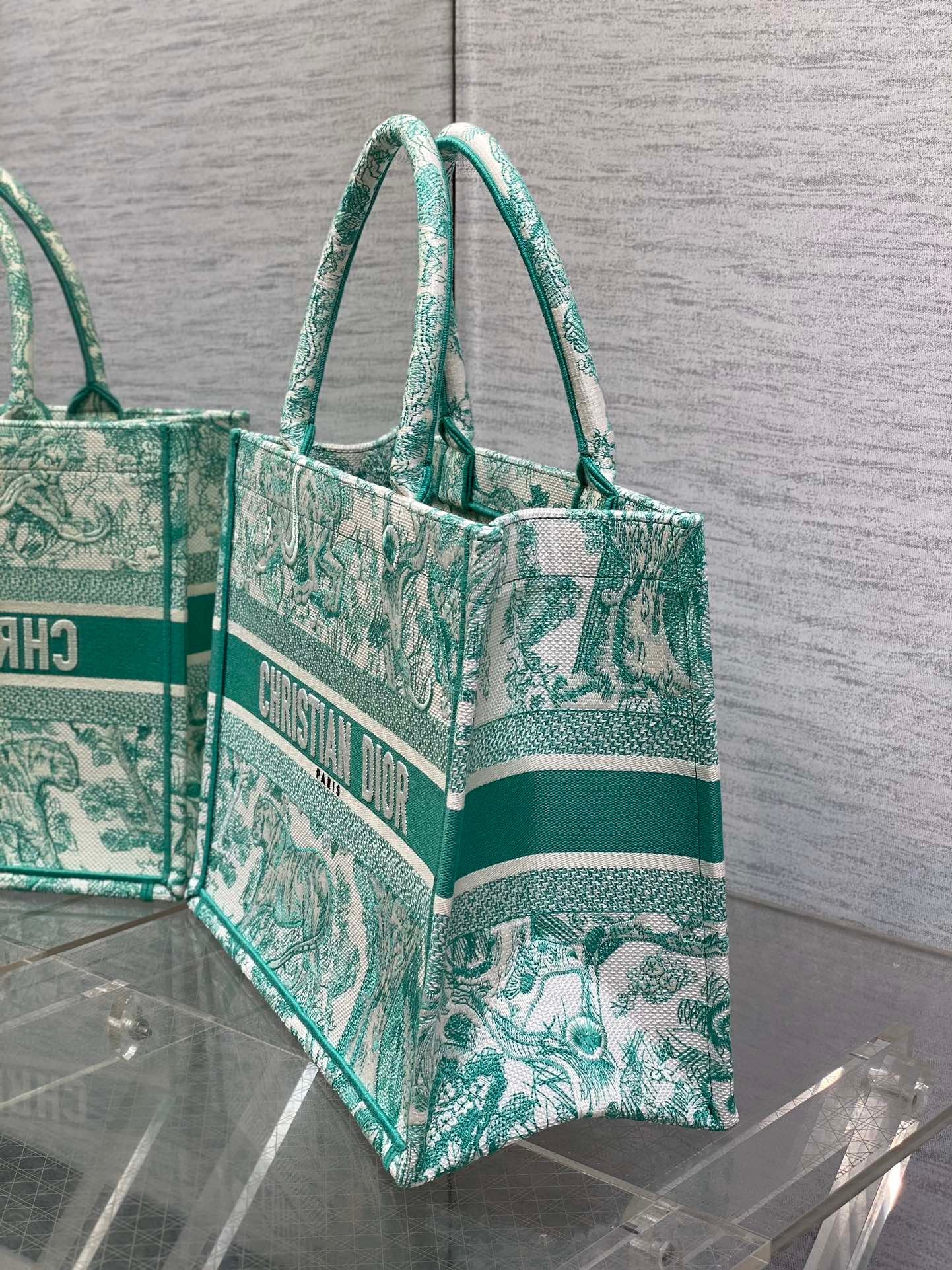 Dior Book Tote 36 Aquamarina Canvas Bag - Image 6