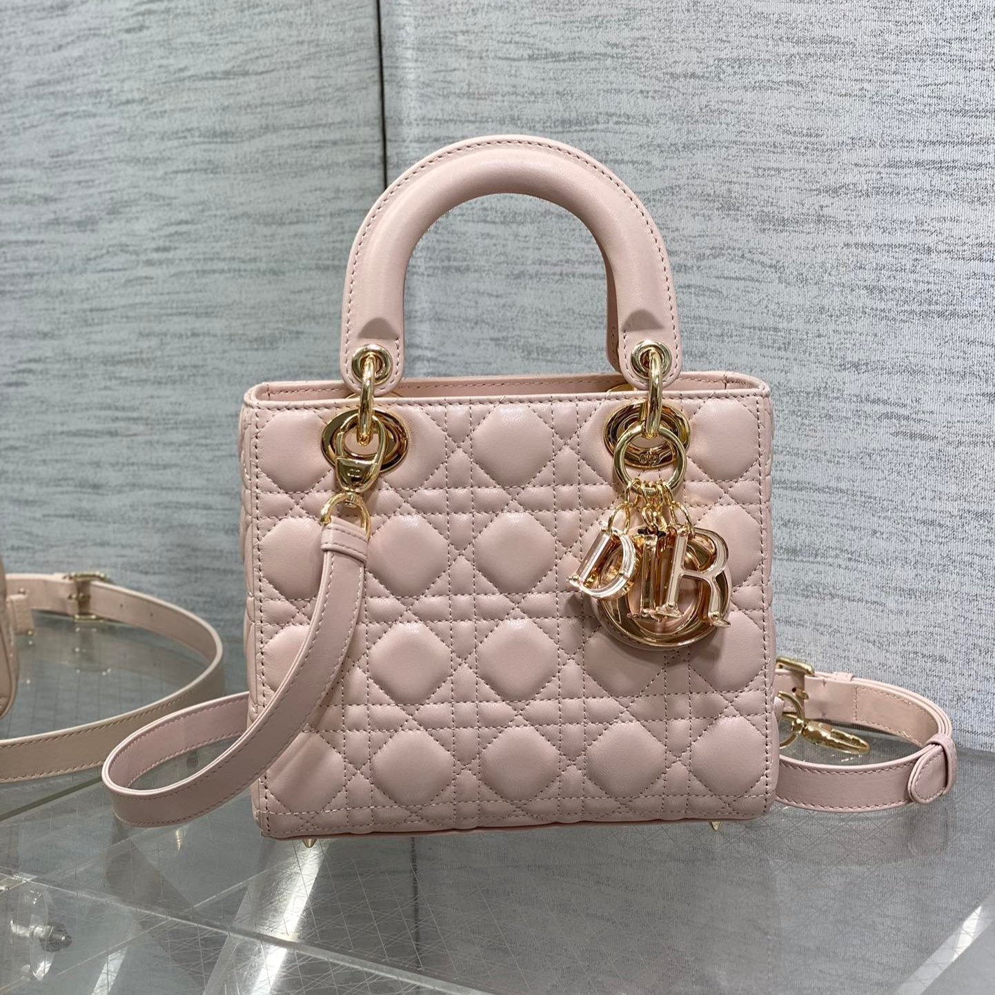 Dior Lady Series Light Pink Soft Lambskin Handbag