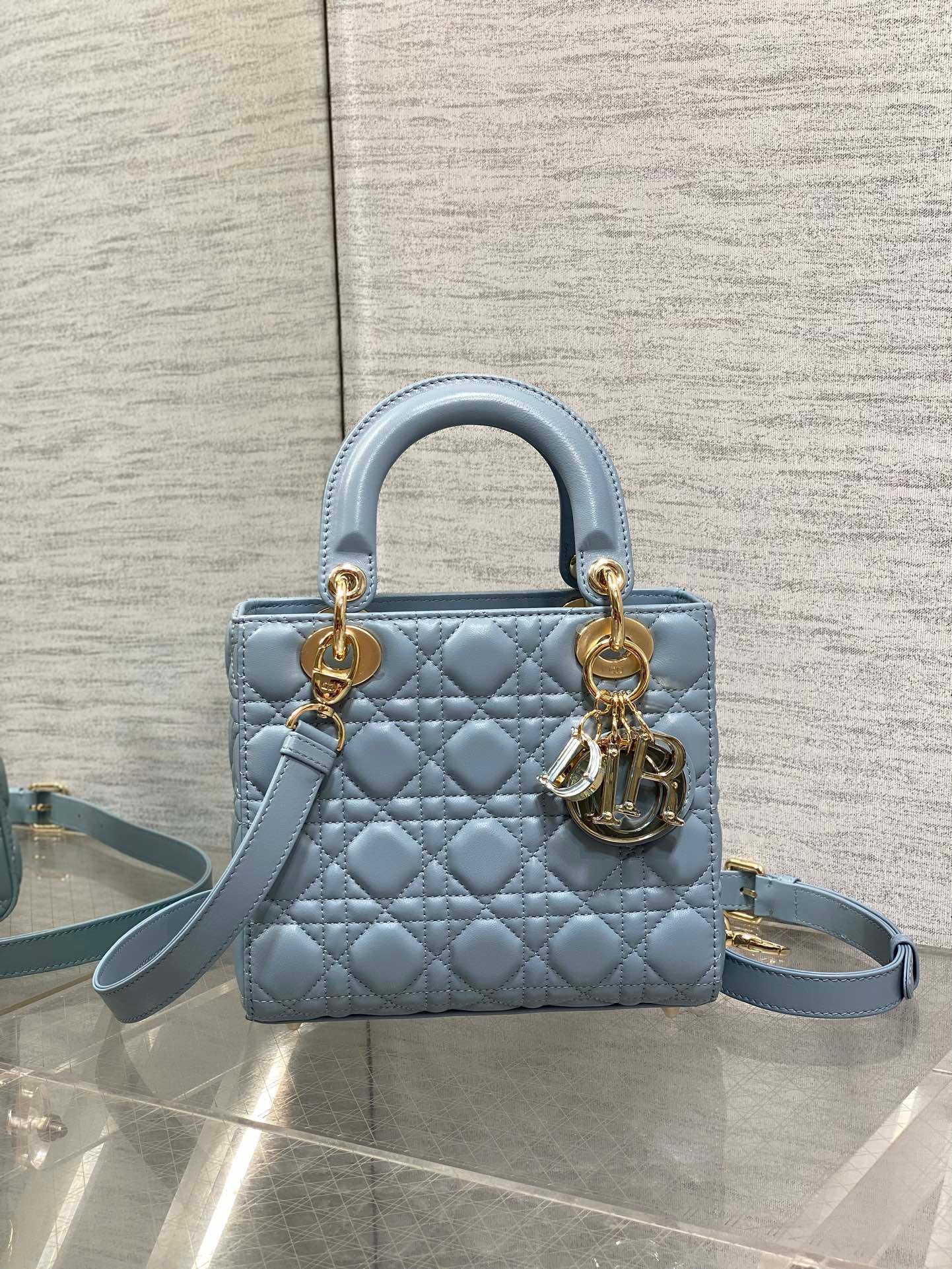 Alternative view of Dior Lady Series Light Blue Fine Lambskin Handbag