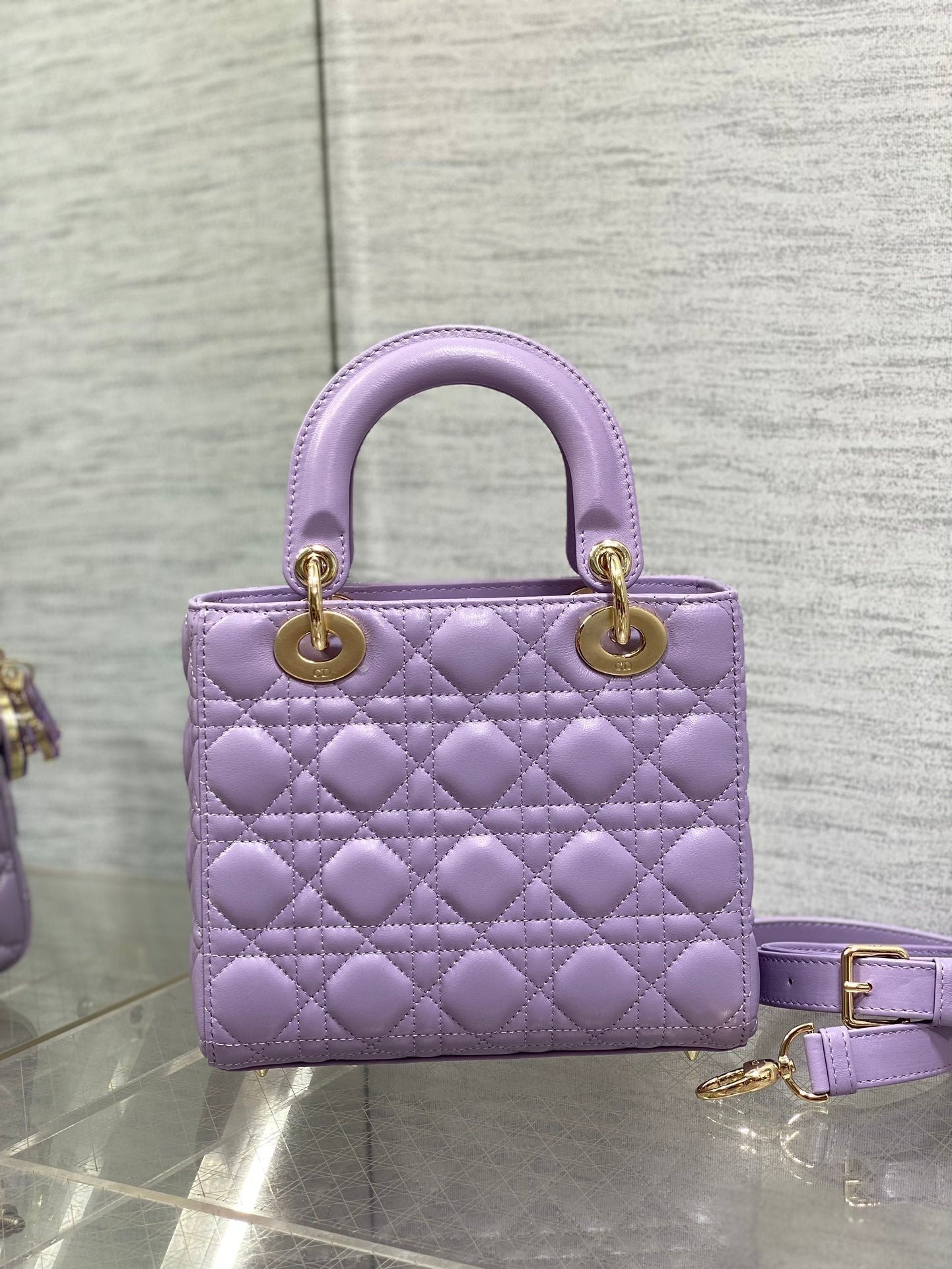 Dior Lady 20cm Violet Lambskin Medium Handbag - Image 3