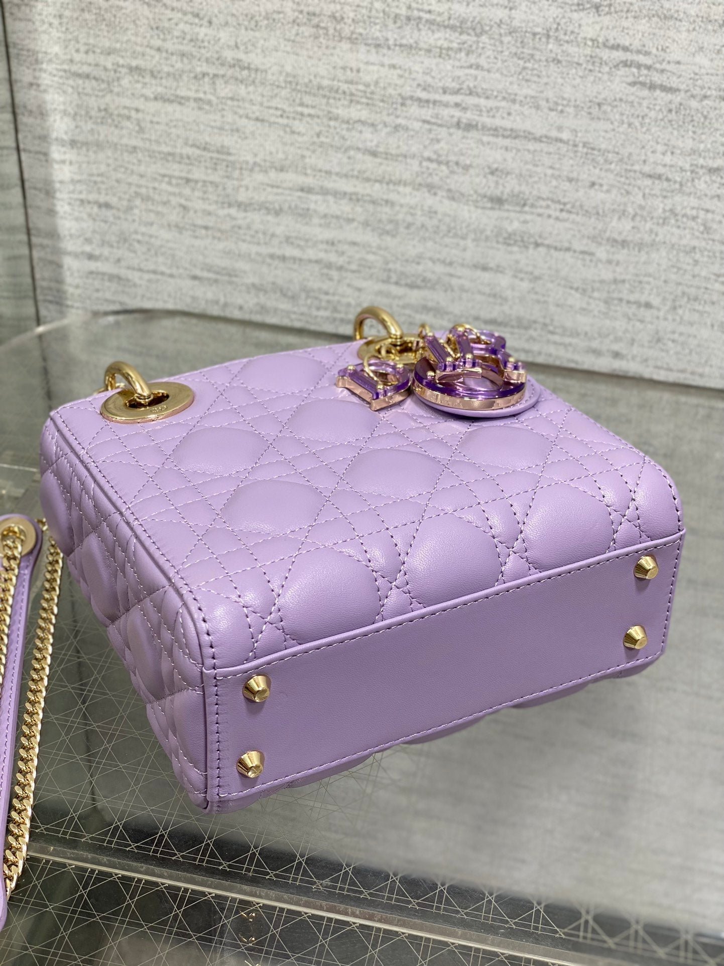 Dior Lady Violet Lambskin Quilted Mini Handbag - Image 5