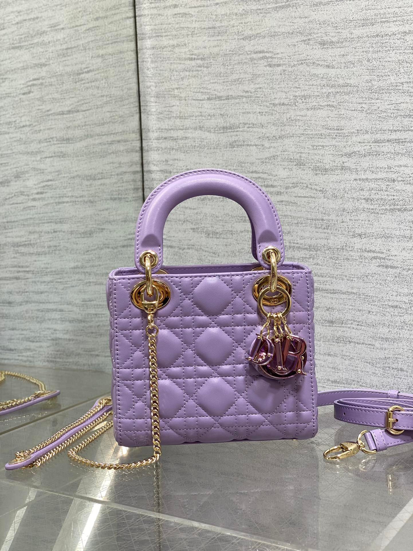 Alternative view of Dior Lady Violet Lambskin Quilted Mini Handbag