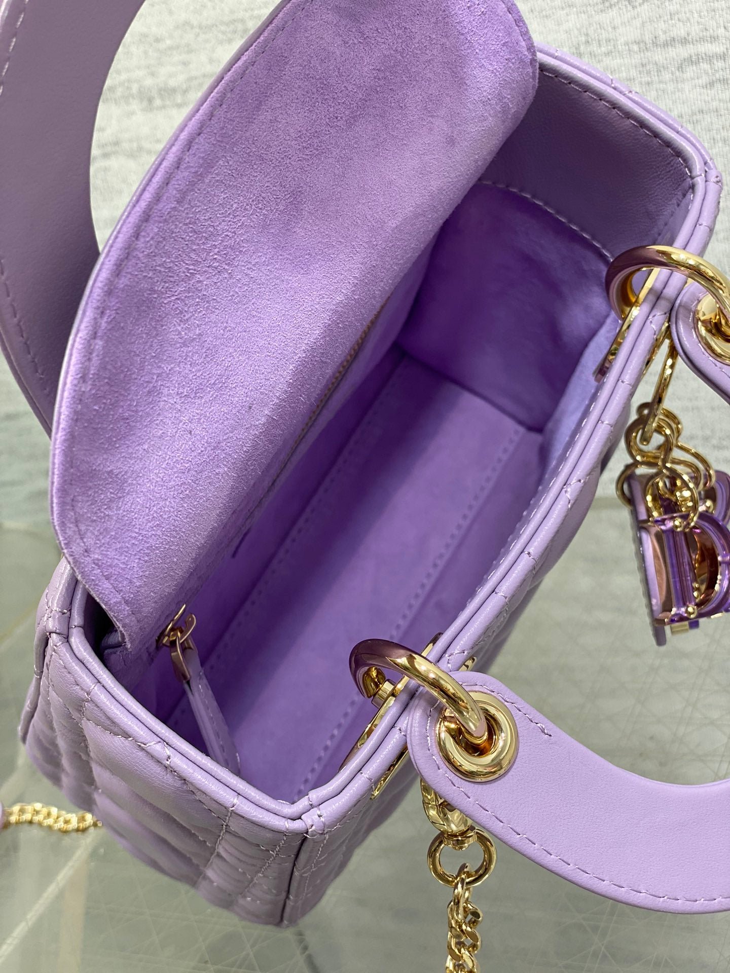 Dior Lady Violet Lambskin Quilted Mini Handbag - Image 6