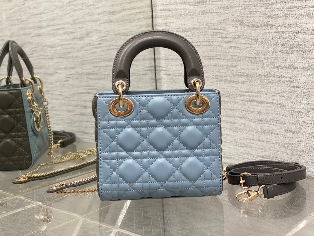 Alternative view of Dior Lady 17cm Celeste Blue Grey Lambskin Mini Bag