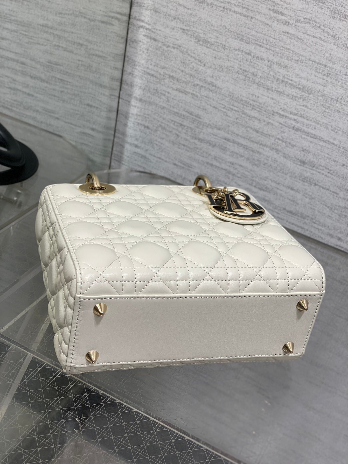 Alternative view of Dior Small Lady 20 White Black Lambskin