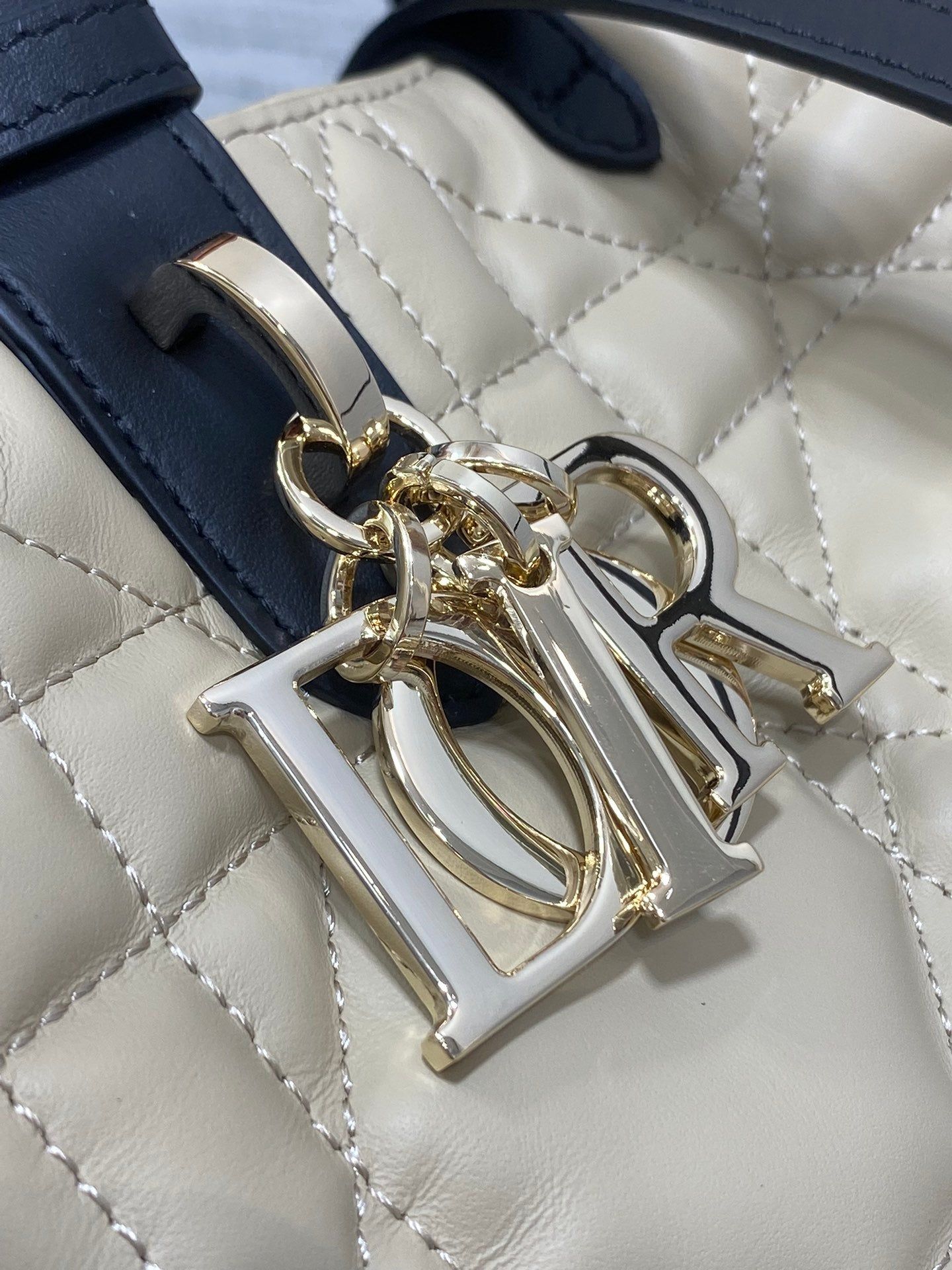 Dior Always Medium Ivory Tan Quilted Calfskin Tote - Image 6