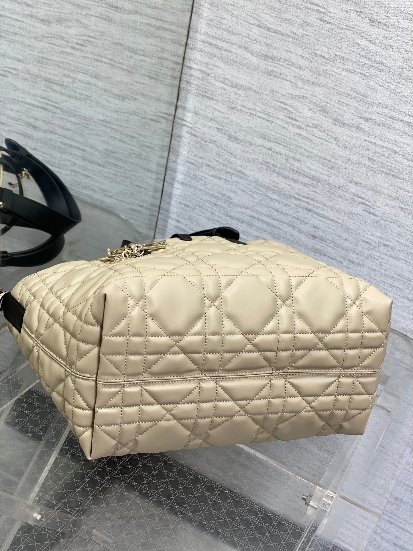Dior Always Medium Ivory Tan Quilted Calfskin Tote - Image 7