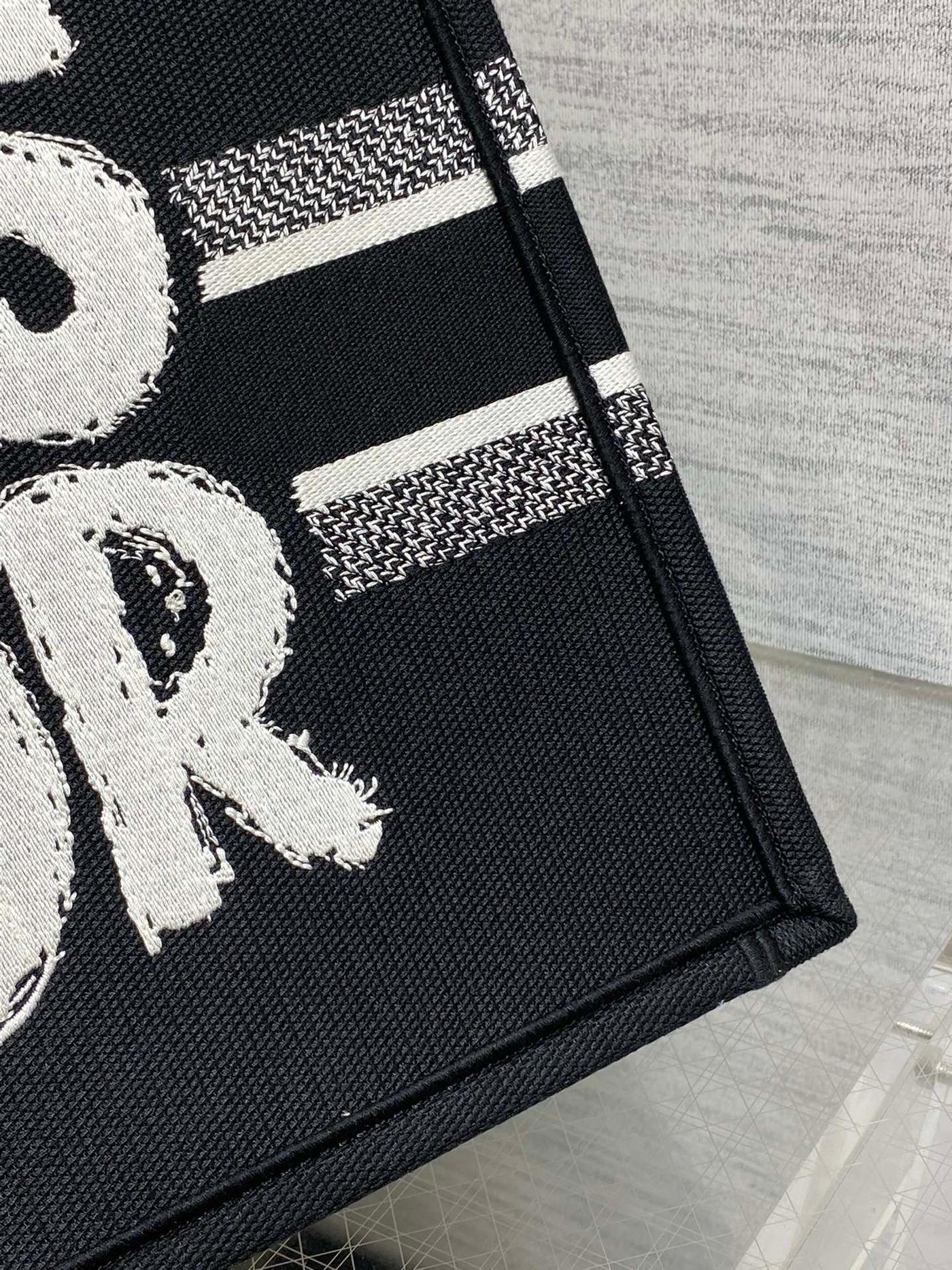 Dior Medium Book Tote Black White Canvas Tote Bag - Image 9