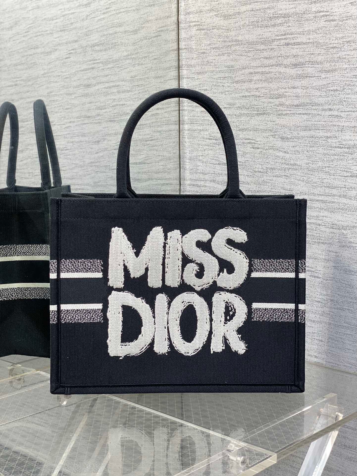 Alternative view of Dior Medium Book Tote Black White Canvas Tote Bag