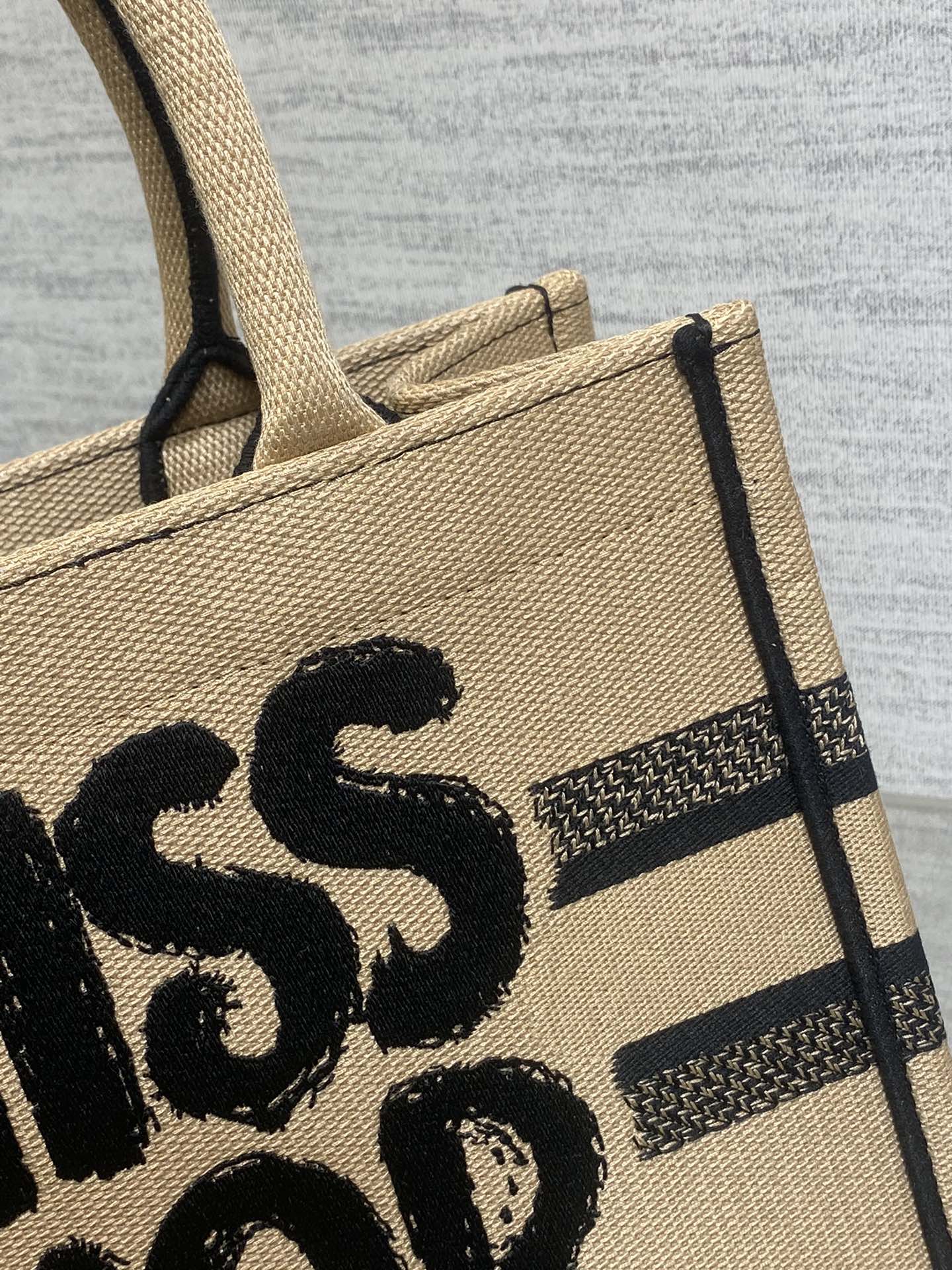 Dior Small Book Tote Beige Black Graffiti Embroidery - Image 7