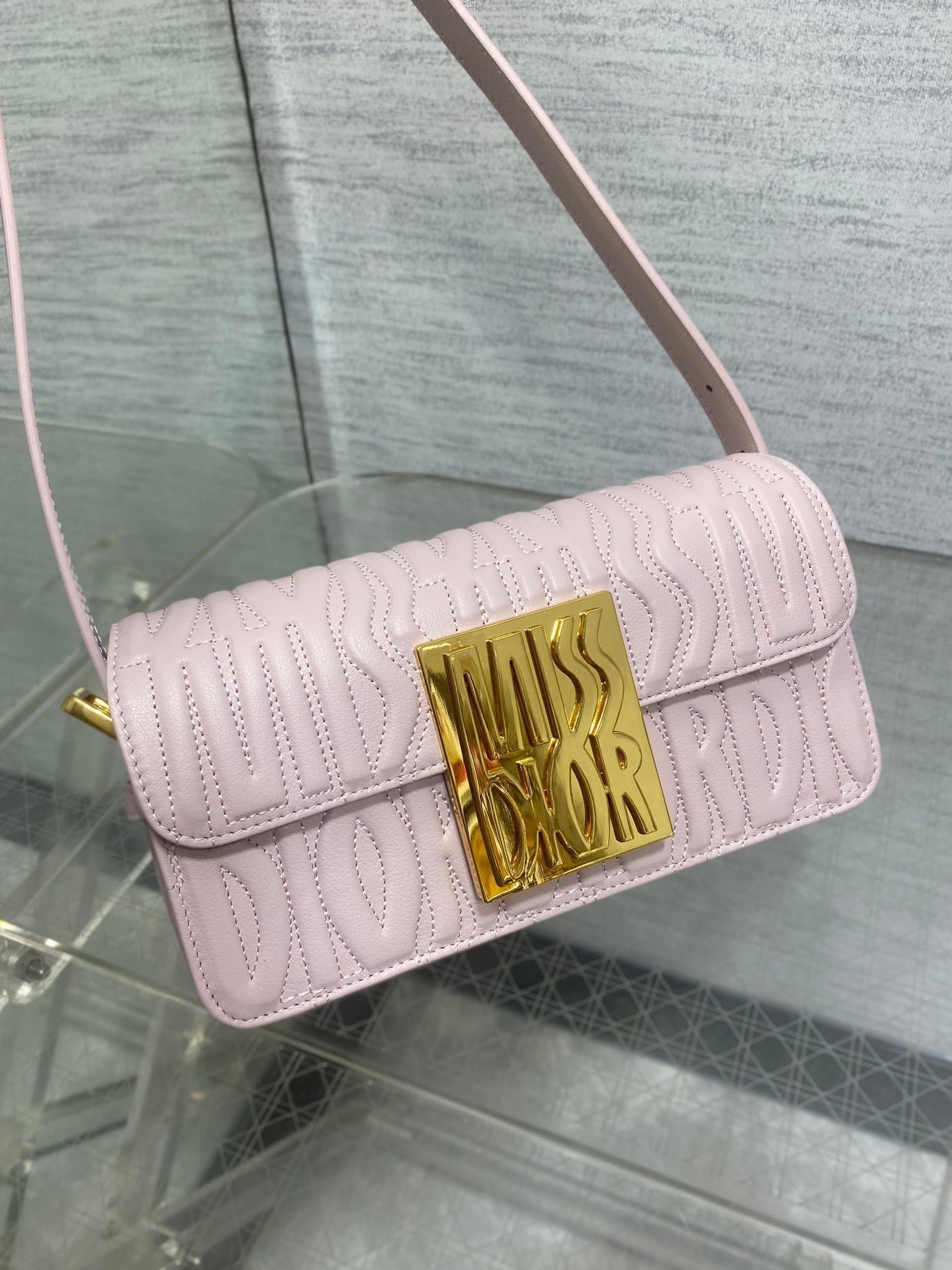 Dior Flap Bag Pale Pink Allover Quilted Calfskin Bag - Image 7