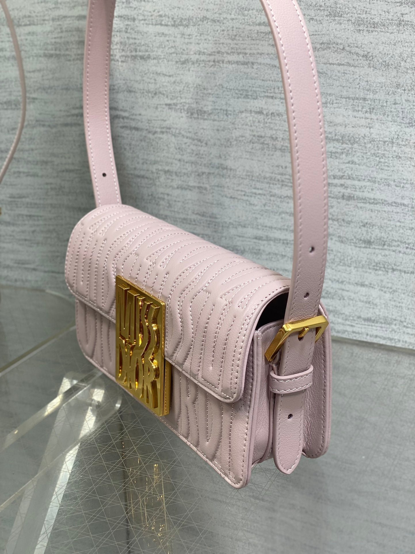 Dior Flap Bag Pale Pink Allover Quilted Calfskin Bag - Image 4