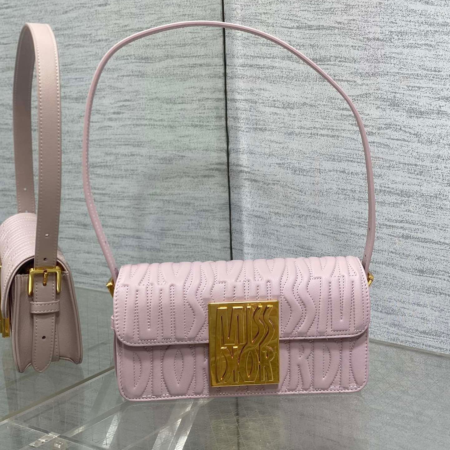 Dior Flap Bag Pale Pink Allover Quilted Calfskin Bag