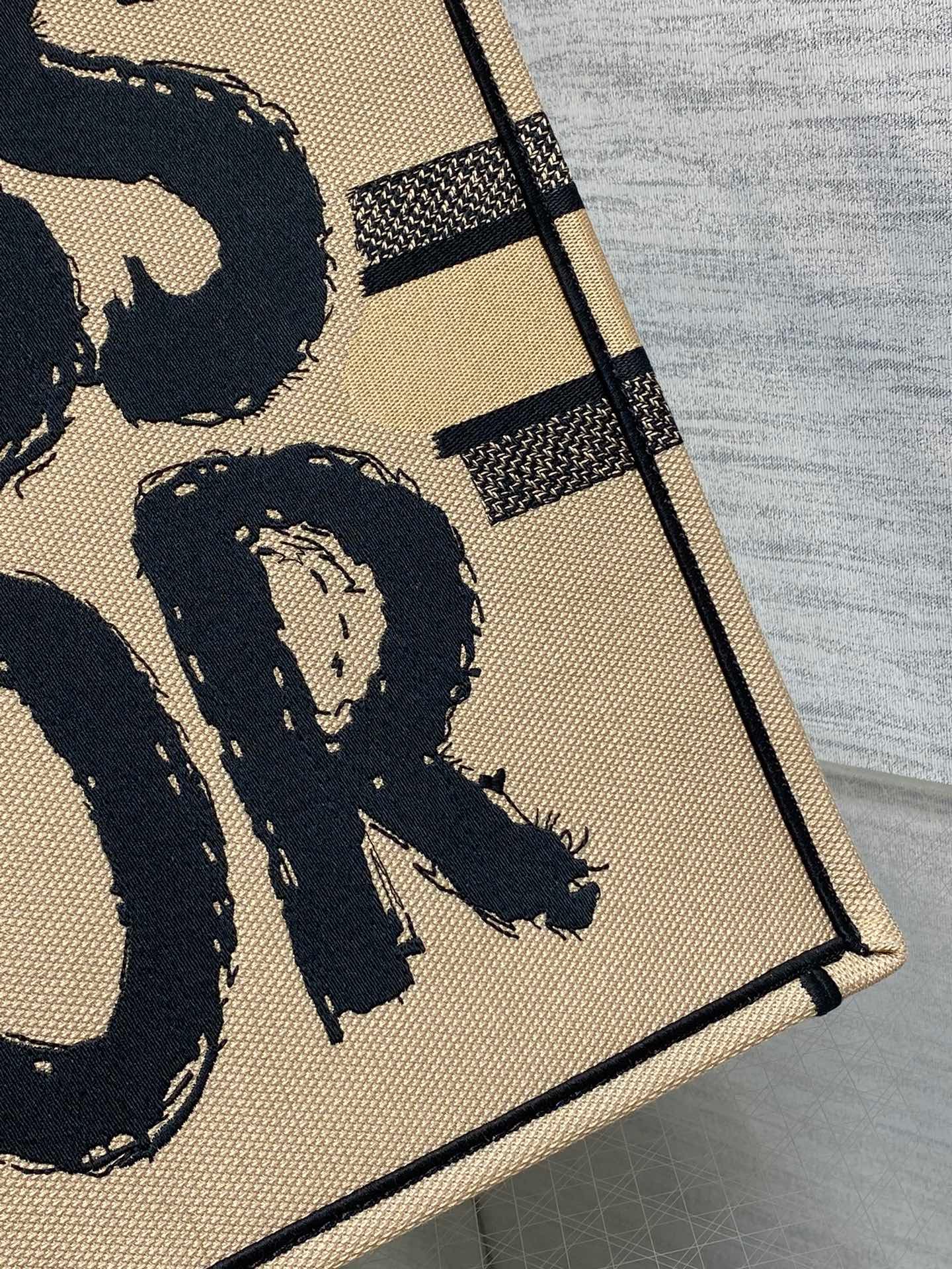 Alternative view of Dior Large Book Tote Beige Black Graffiti Embroidery