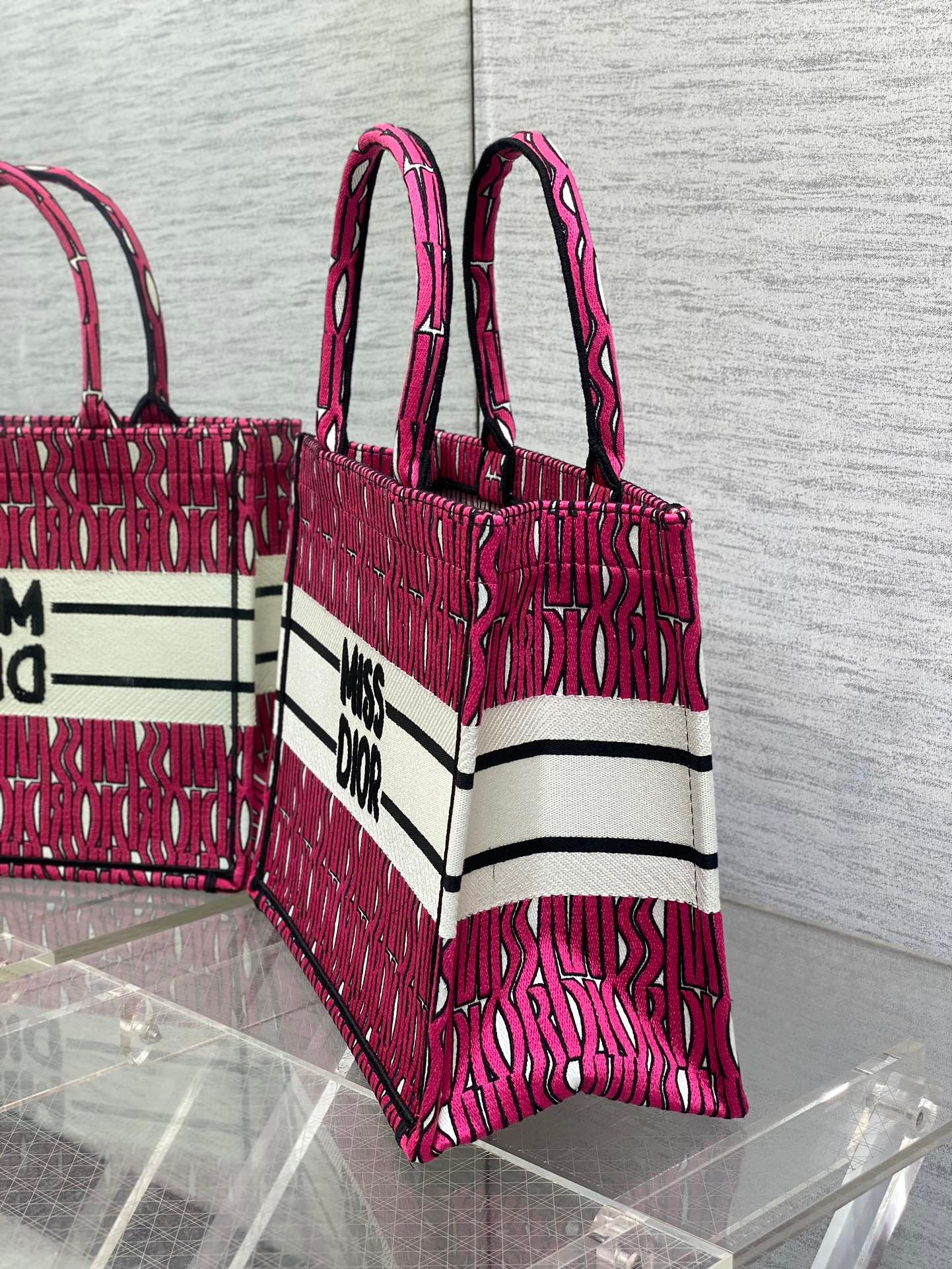 Dior Miss Medium Tote Magenta Purple Canvas Tote - Image 3