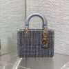Dior  Lady Medium Silver Metallic Lambskin Pearl Bag