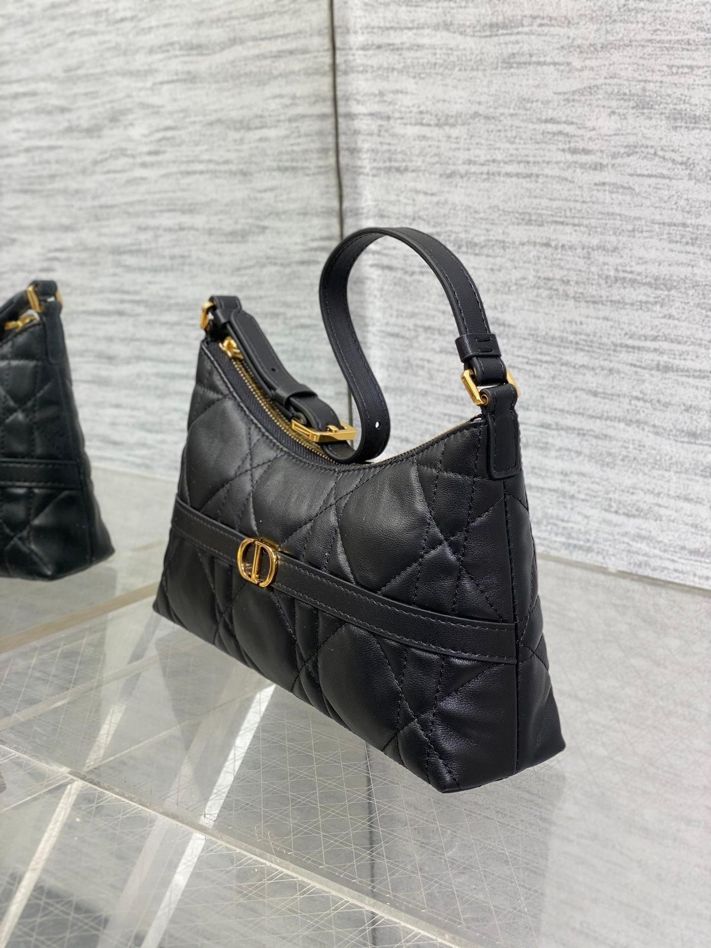 Alternative view of Dior Miss Caro Series Black Lambskin Mini Hobo Bag
