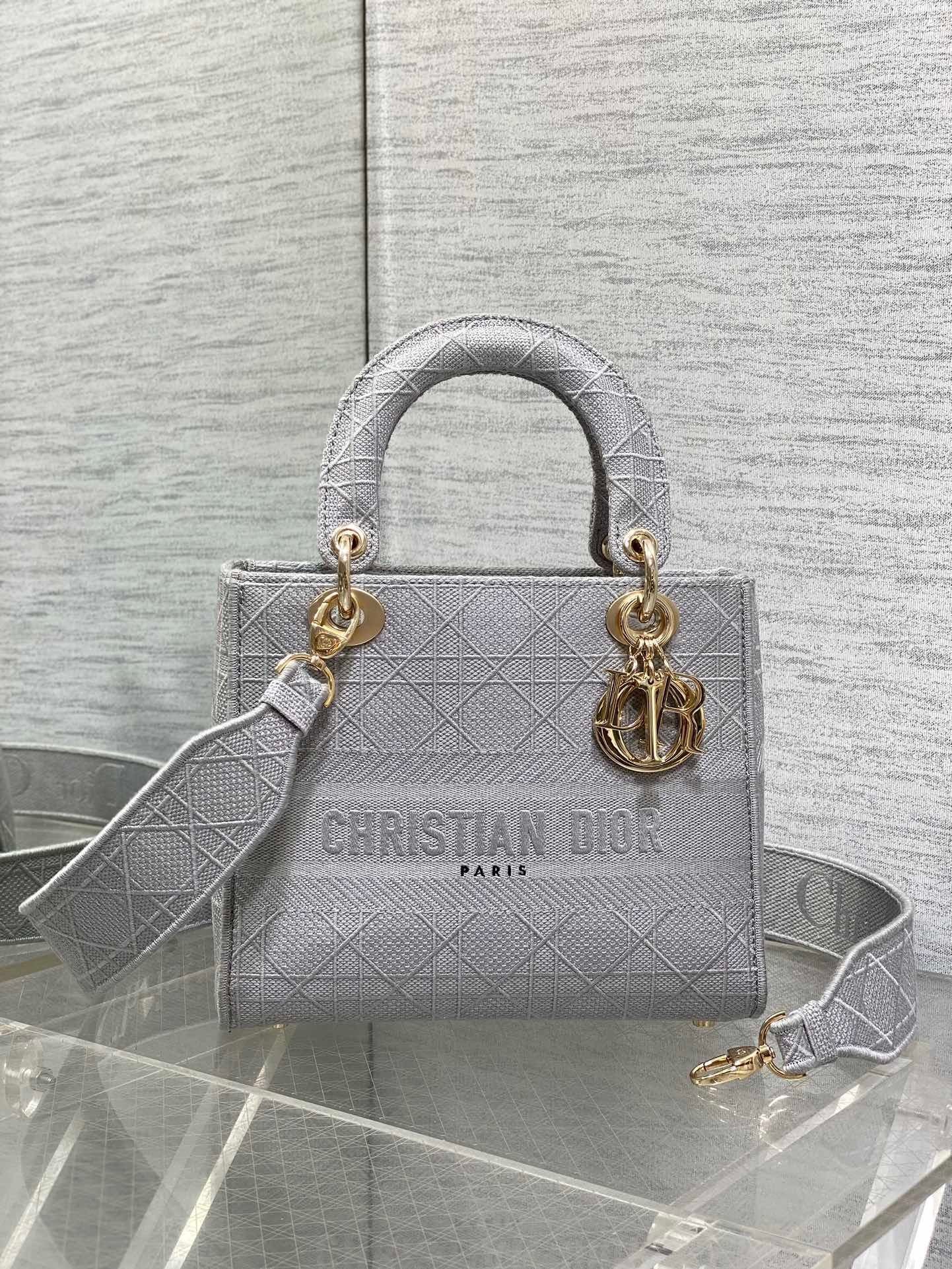 Alternative view of Dior Lady Series Light Grey Fabric Fashion Shoulder Bag